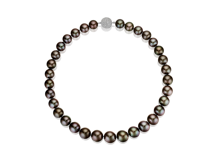 16" Long Silver Tahitian South Sea Cultured Pearl Necklace