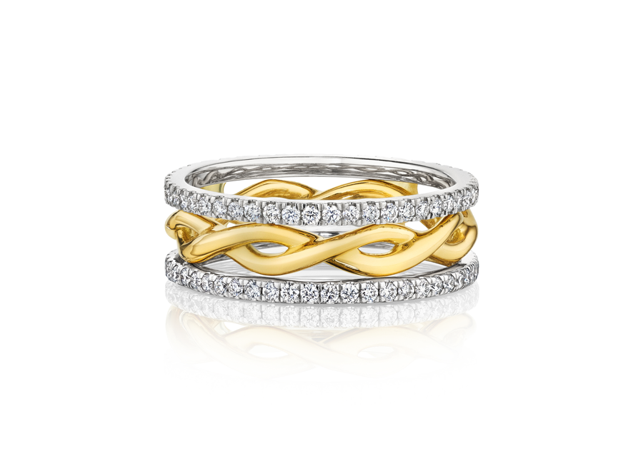 Woven Ring Set with Diamonds