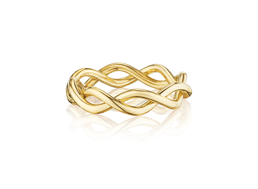 Woven Ring in Solid 18K Yellow Gold