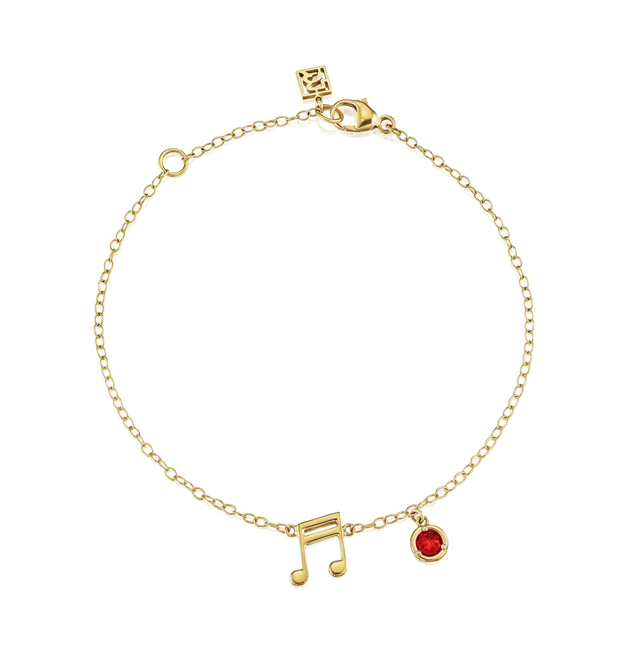 18K Two Sixteenth Notes - With Birthstone Options