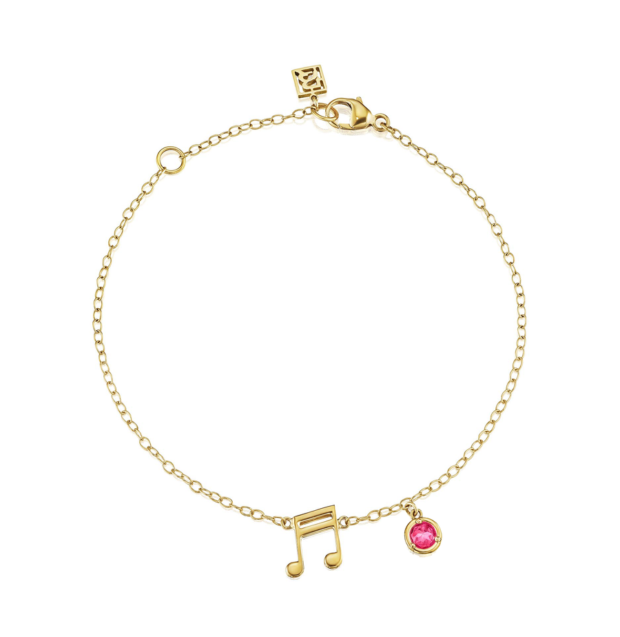 18K Two Sixteenth Notes - With Birthstone Options