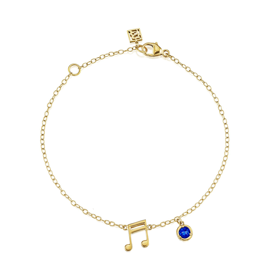 18K Two Sixteenth Notes - With Birthstone Options