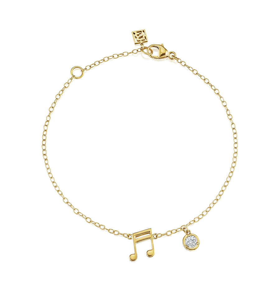 18K Two Sixteenth Notes - With Birthstone Options
