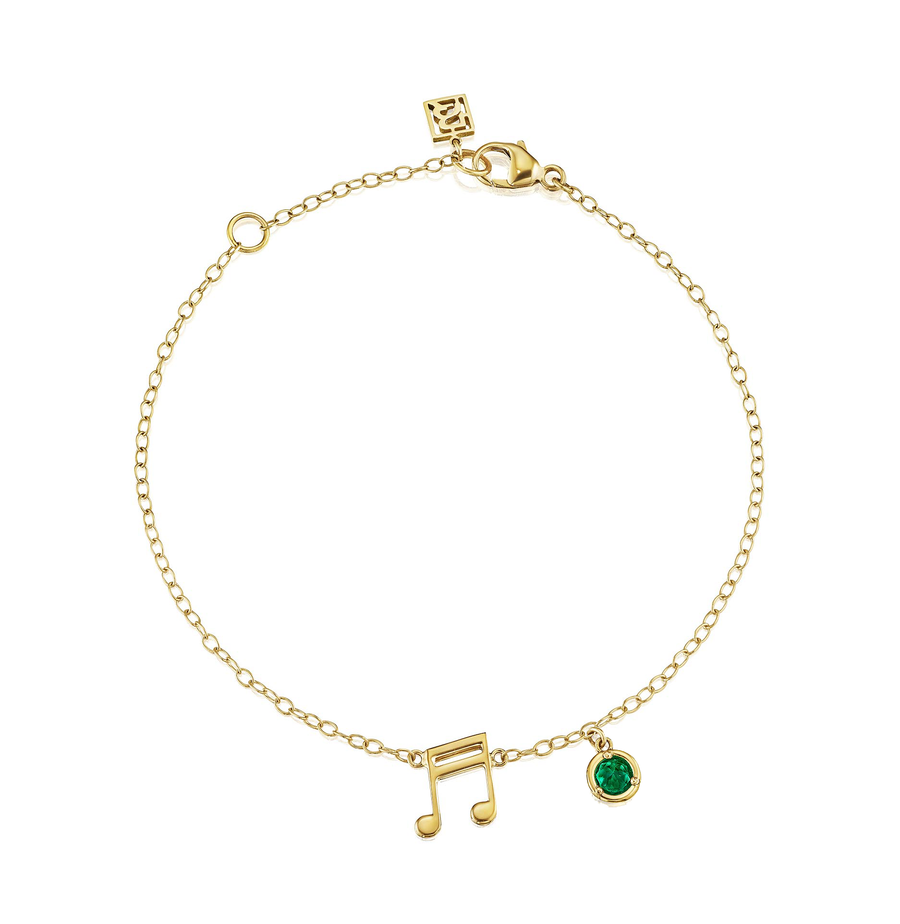 18K Two Sixteenth Notes - With Birthstone Options