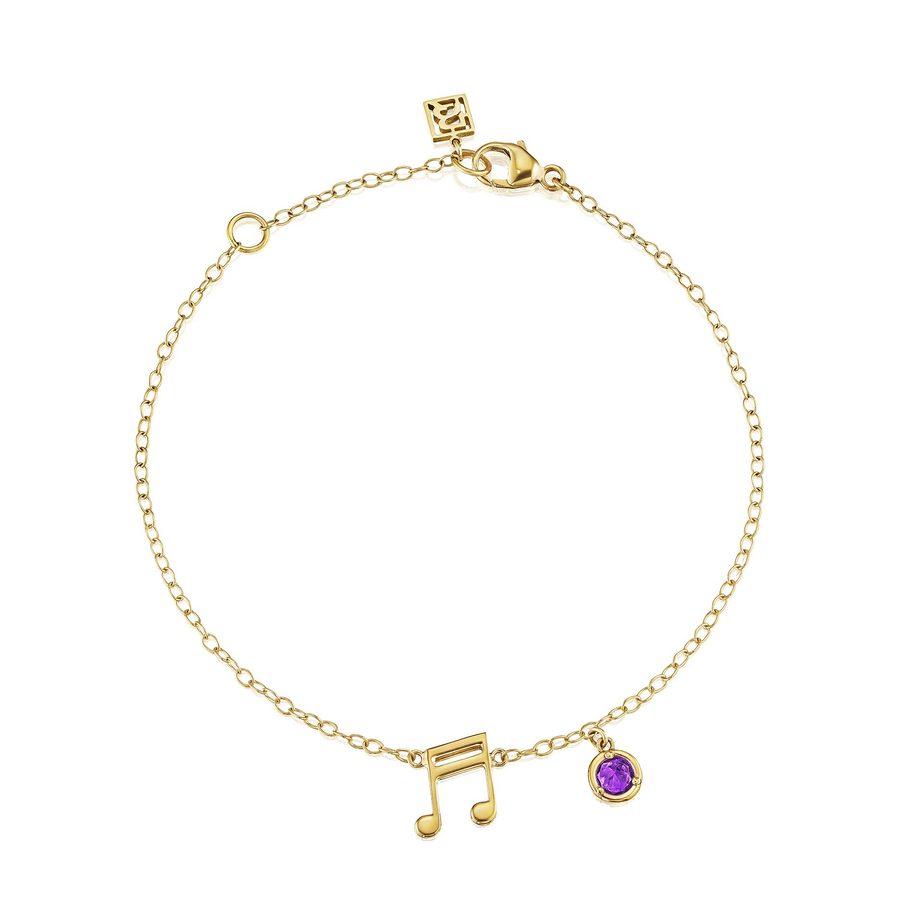 18K Two Sixteenth Notes - With Birthstone Options