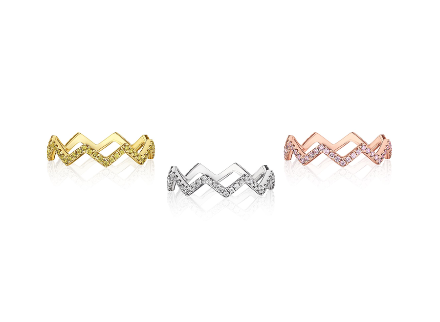 Natural Color Diamond Zigzag Ring Set