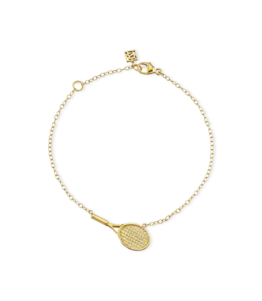 Tennis Racquet Charm Bracelet with Birthstone Option