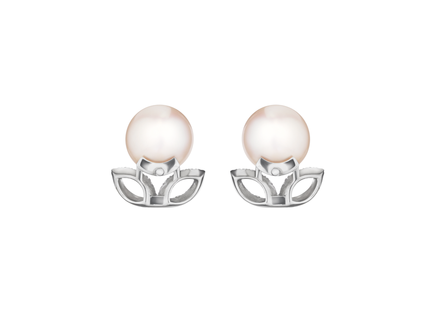 Morning Blossom Akoya Cultured Pearl Stud Earrings in 18K Gold