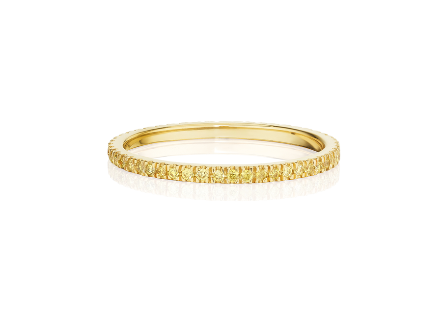 Micro Pavé Fancy Intense Yellow Diamond Classic Band in 18K Yellow Gold