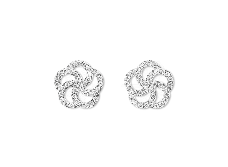 Diamond Rosett Earrings in 18K White Gold