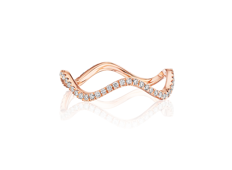 Diamond Wave Ring in 18K Gold