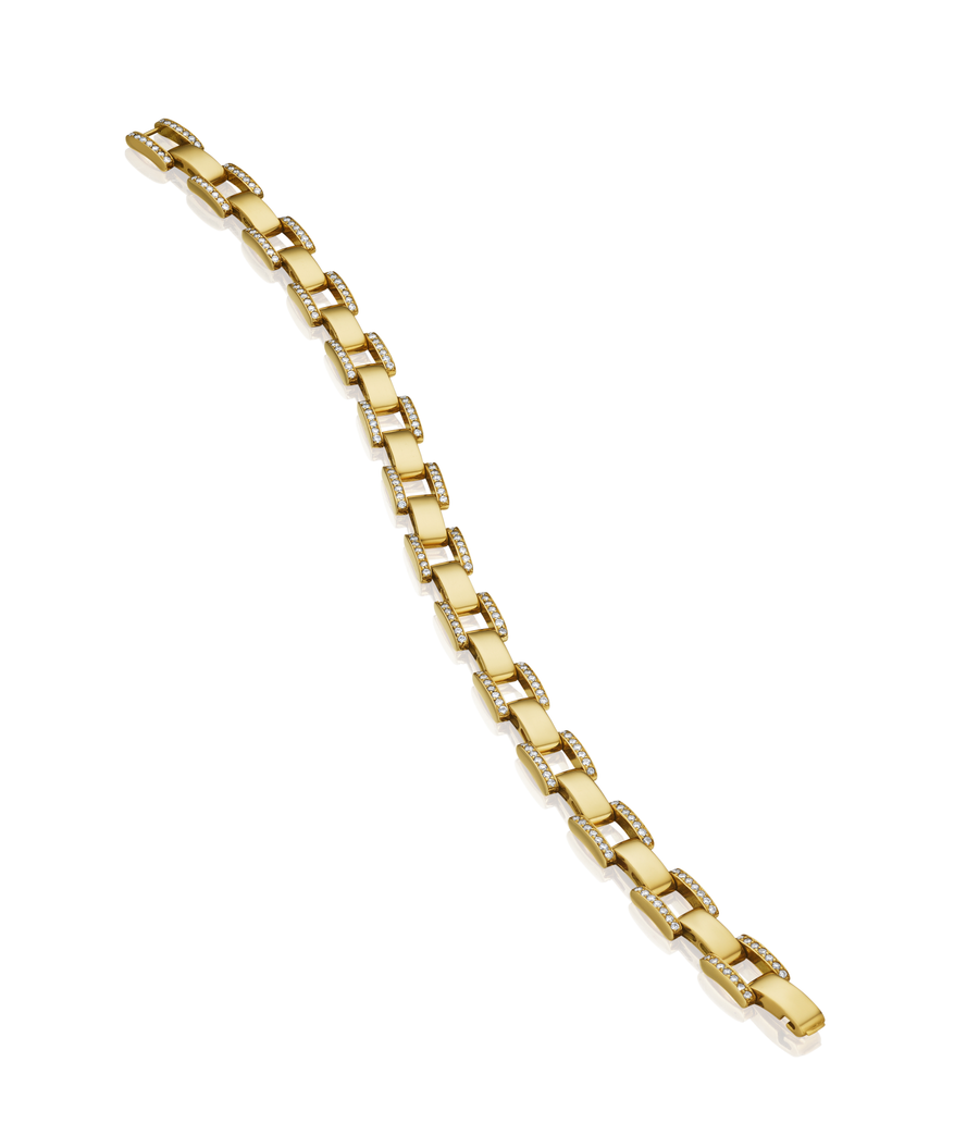 Narrow Pavéd Link Bracelet in 18K Gold