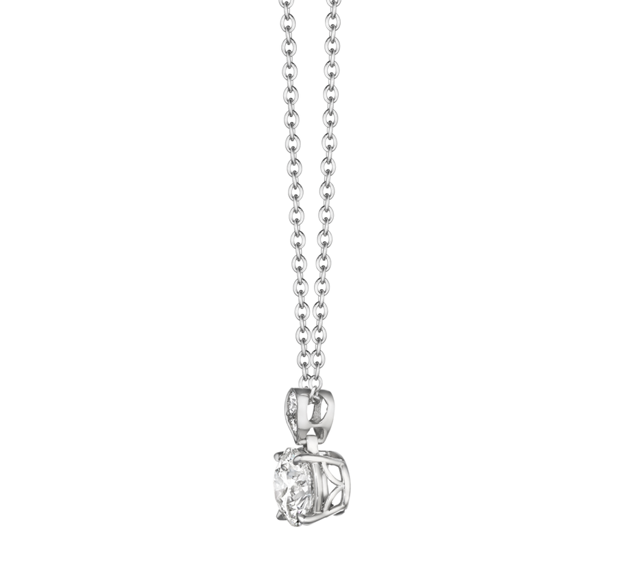 Solitaire Diamond Pendant in 18K White Gold